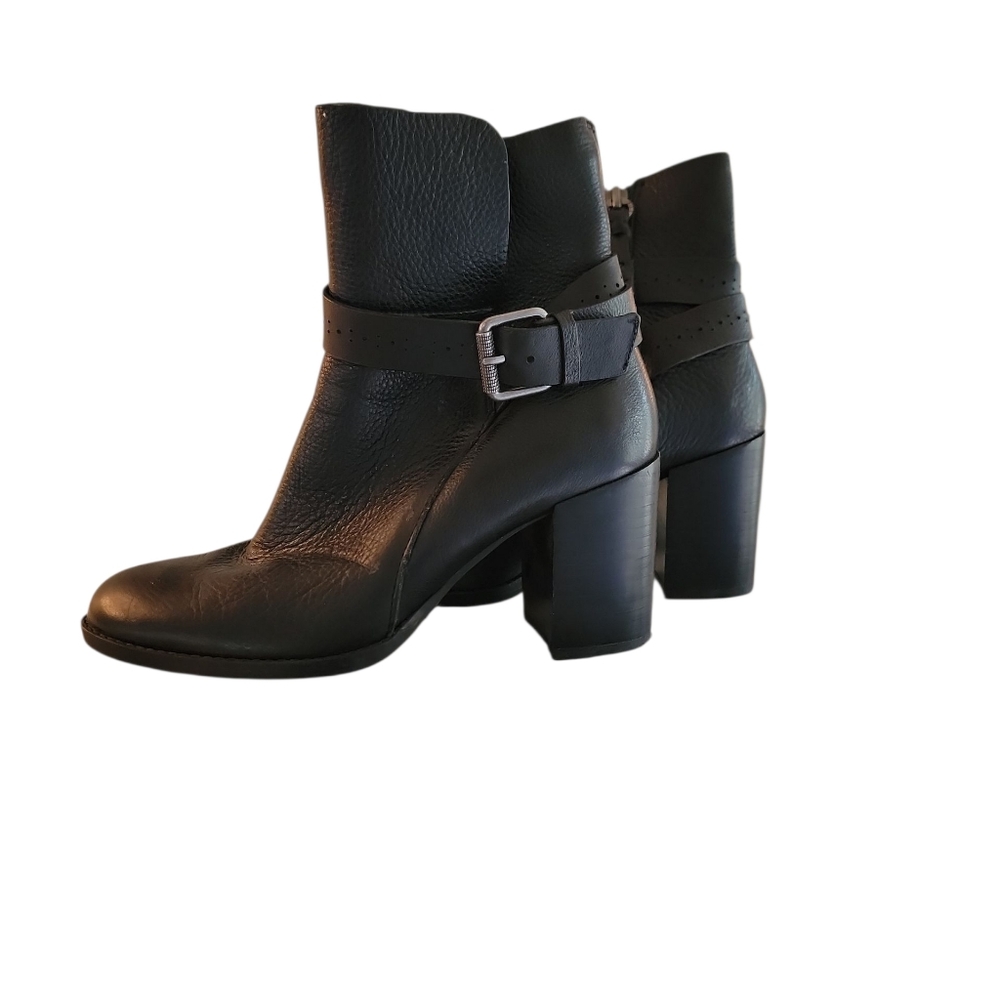 Splendid Anthropologie Leather Block Heel Boots Ankle Booties Fall Winter 7.5